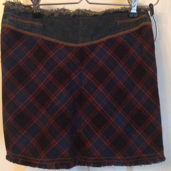 Vintage Mary Kate & Ashley Unique Denim & Plaid metallic blue thread skirt - Picture 6 of 11